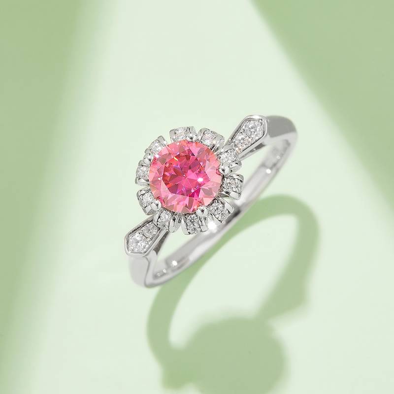 制服诱惑S925银镀白金MoissaniteWomen's Ring1ctD级